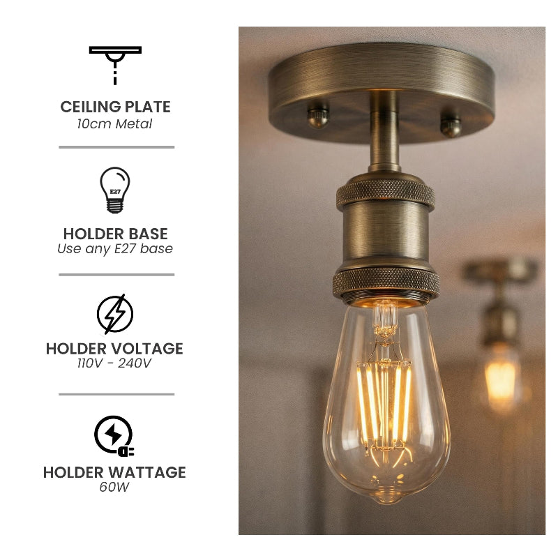 Industrial Flush Mount Gold