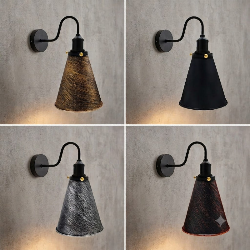 Industrielle Wandlampe mit Schwanenhals