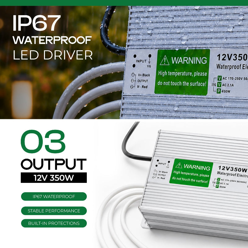 LED trafo 12v IP67 wasserdicht 3 output