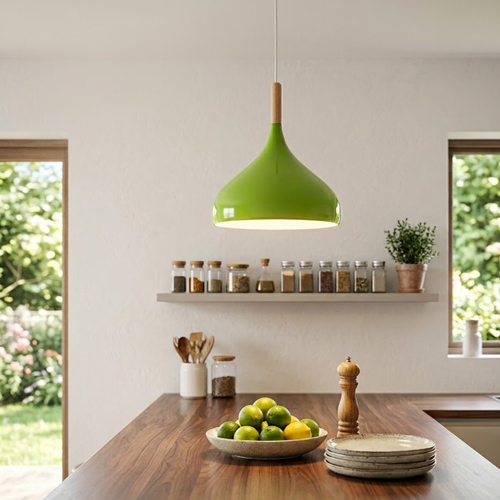 Skandinavische Pendelleuchte aus Holz & Metall Moderne Kücheninsel E27 ~3796