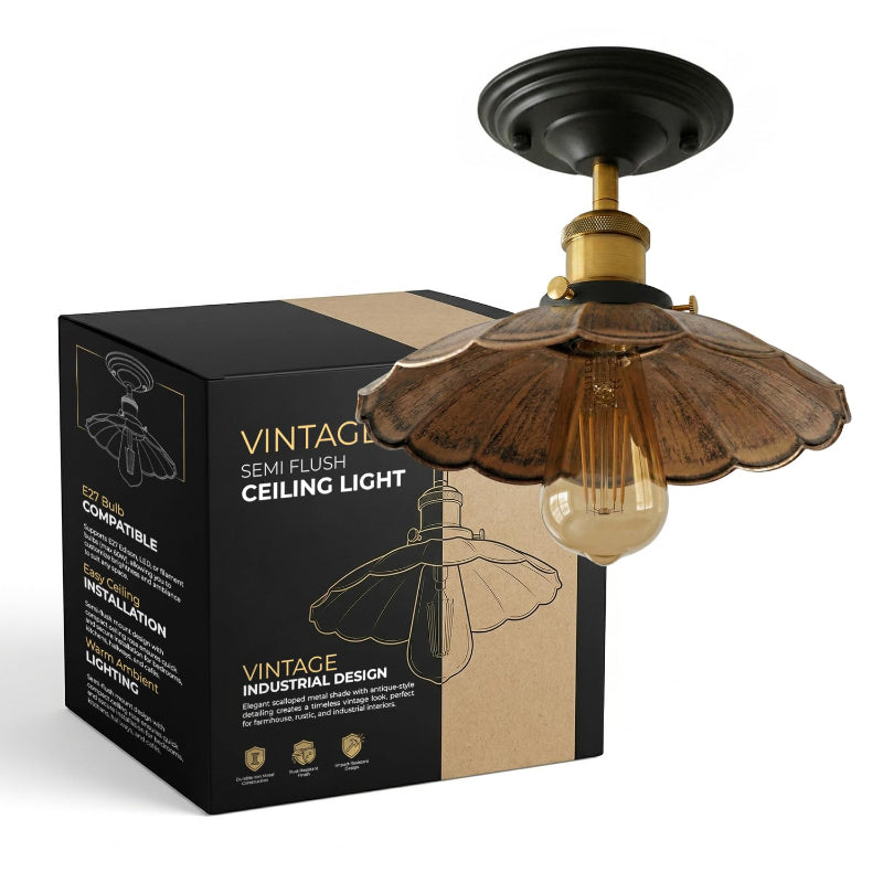 Retro Lampe geschwungener Metallschirm