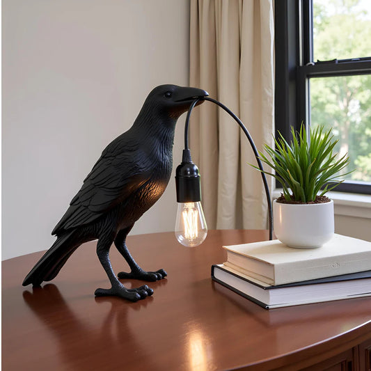 Vogel Tischlampe Krähe E27 Nachttischleuchte – UK Stecker ~2589