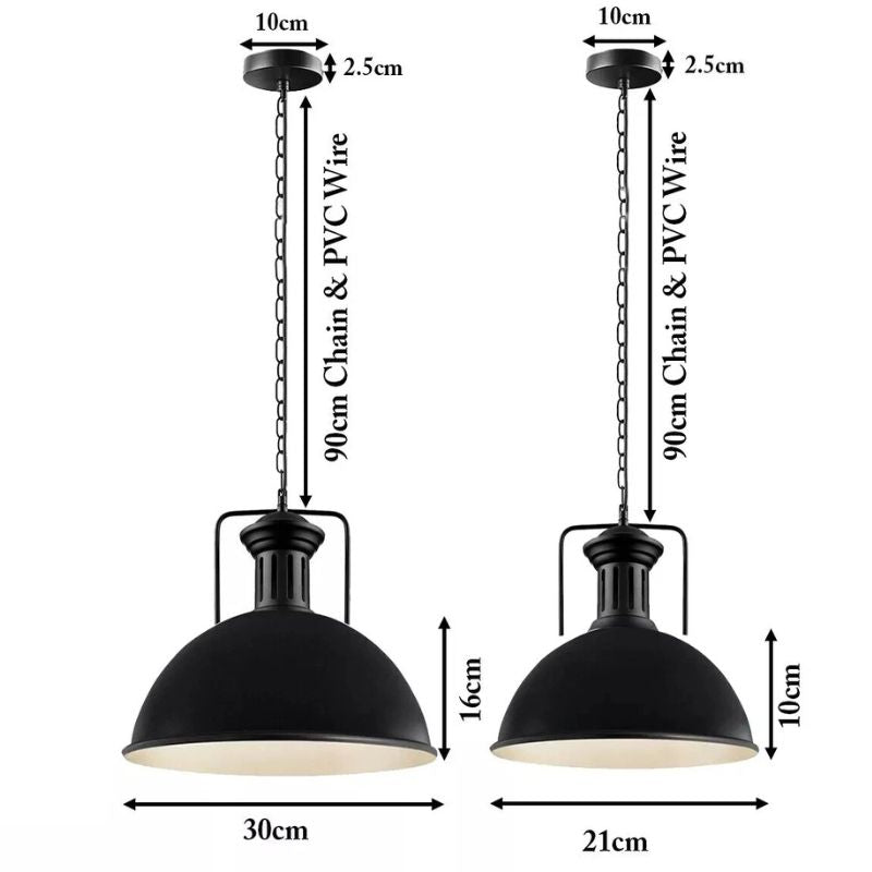 Pendelleuchte Schwarz 30cm 21cm