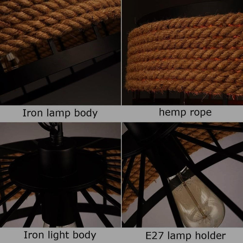 Retro Deckenlampe mit dickem Tau