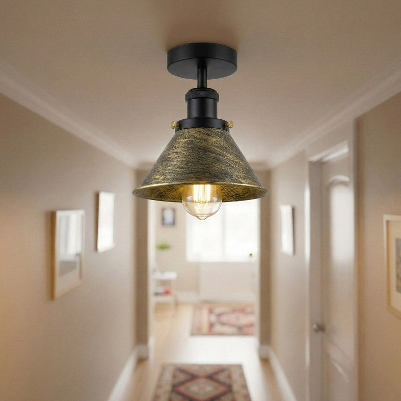 Retro Industrie Deckenlampe Metall Grün Gold