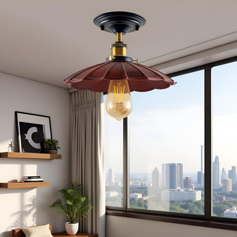 Retro Lampe geschwungener Metallschirm
