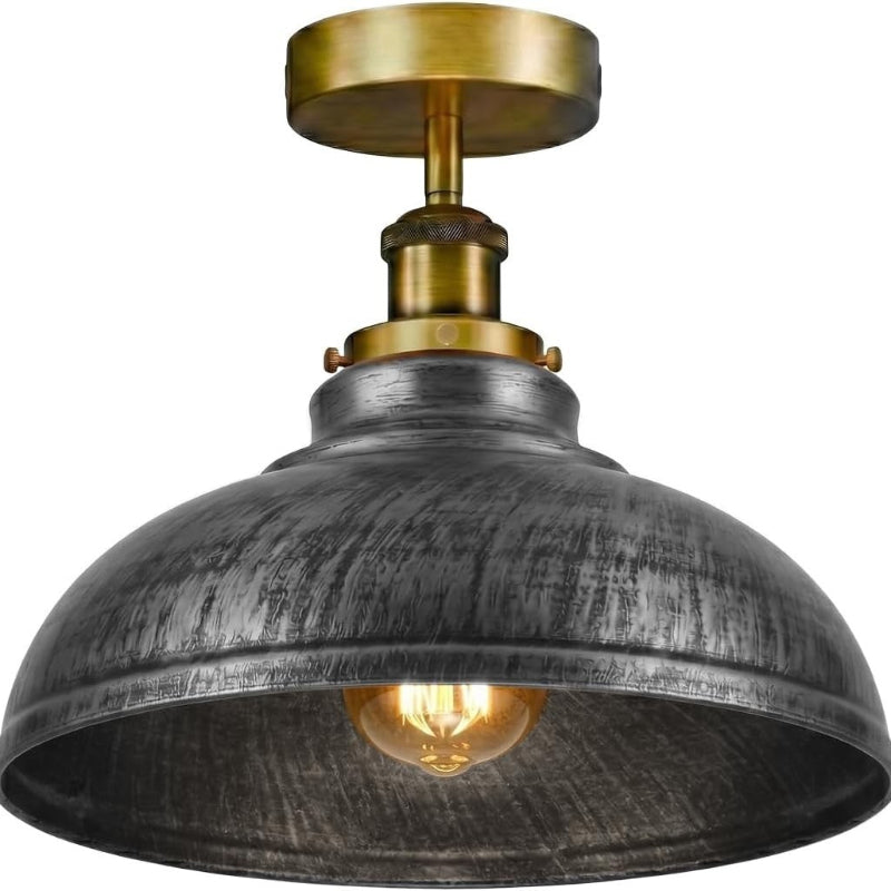 Retro Metall Deckenleuchte silber strukturiert