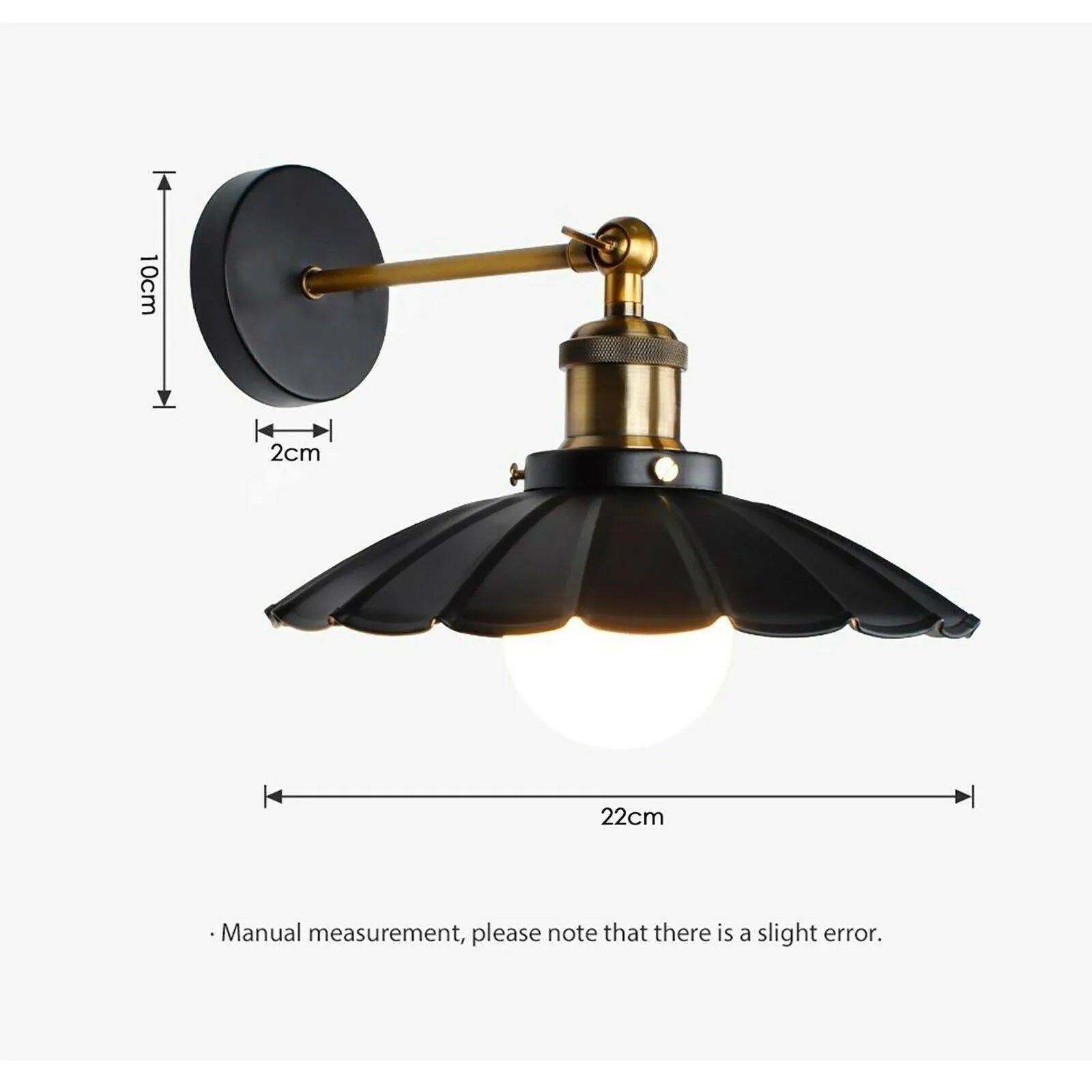 Retro Wandlampe schwarz E27 Fassung