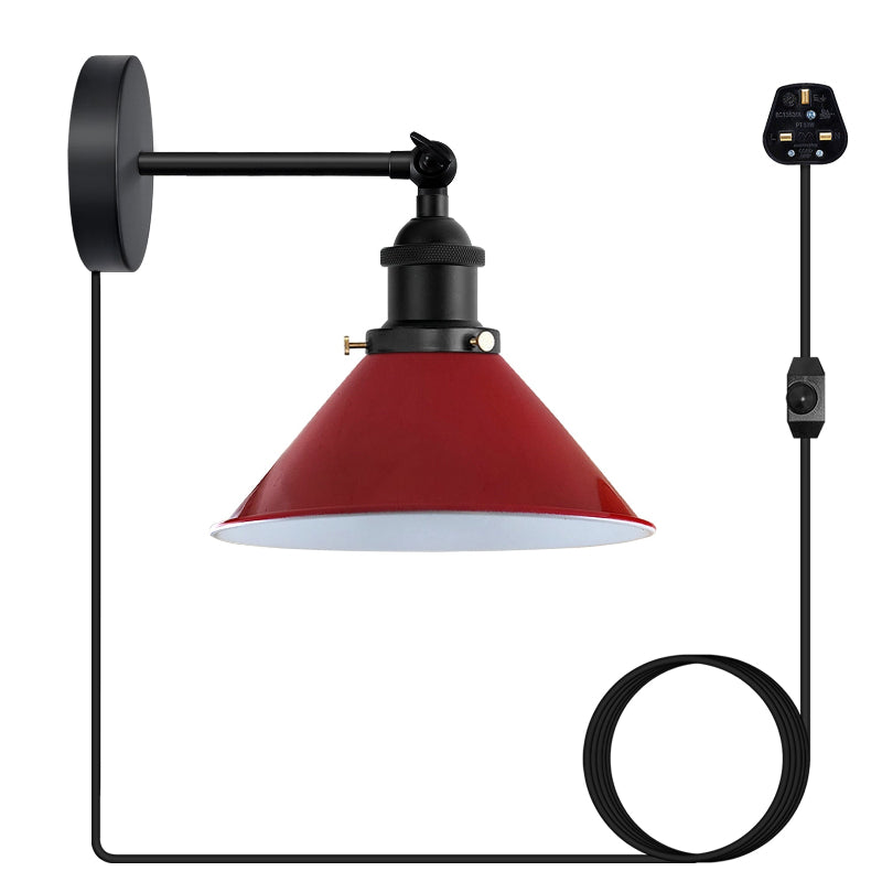 Wandleuchte mit Schalter und Kabel|Rot Wandlampe 