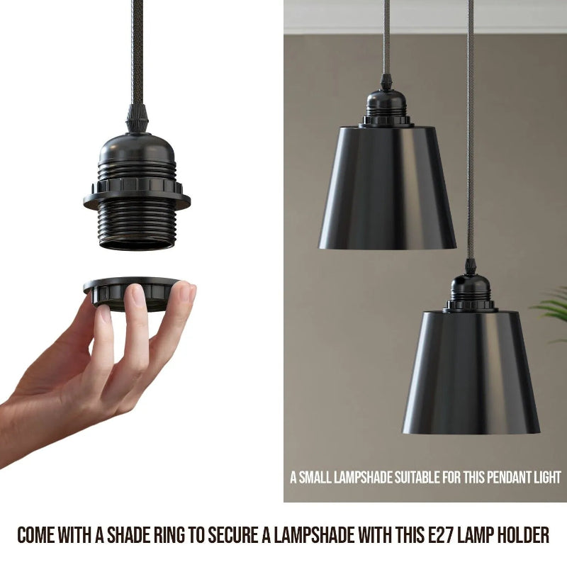 Schwarze Retro Pendellampe mit zwei Lichtquellen