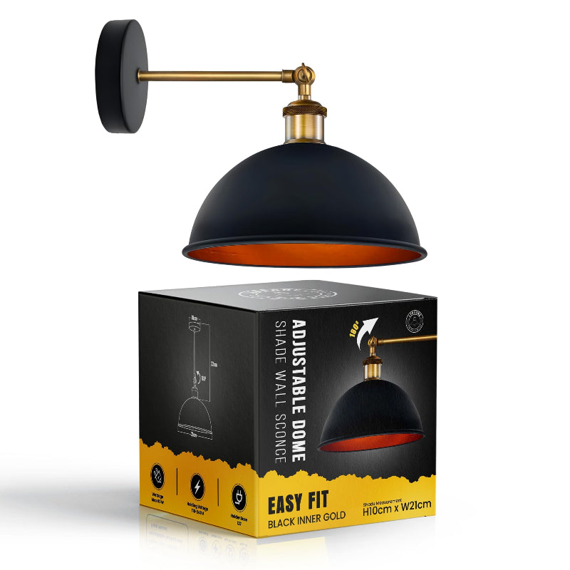 Schwarze Wandleuchte innen gold retro