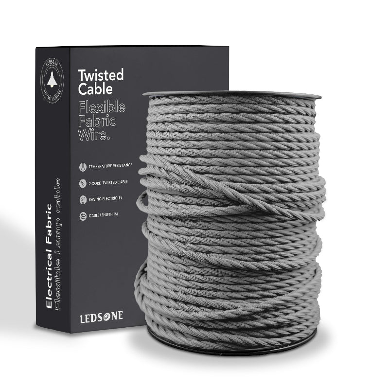 Textilkabel grau gedreht