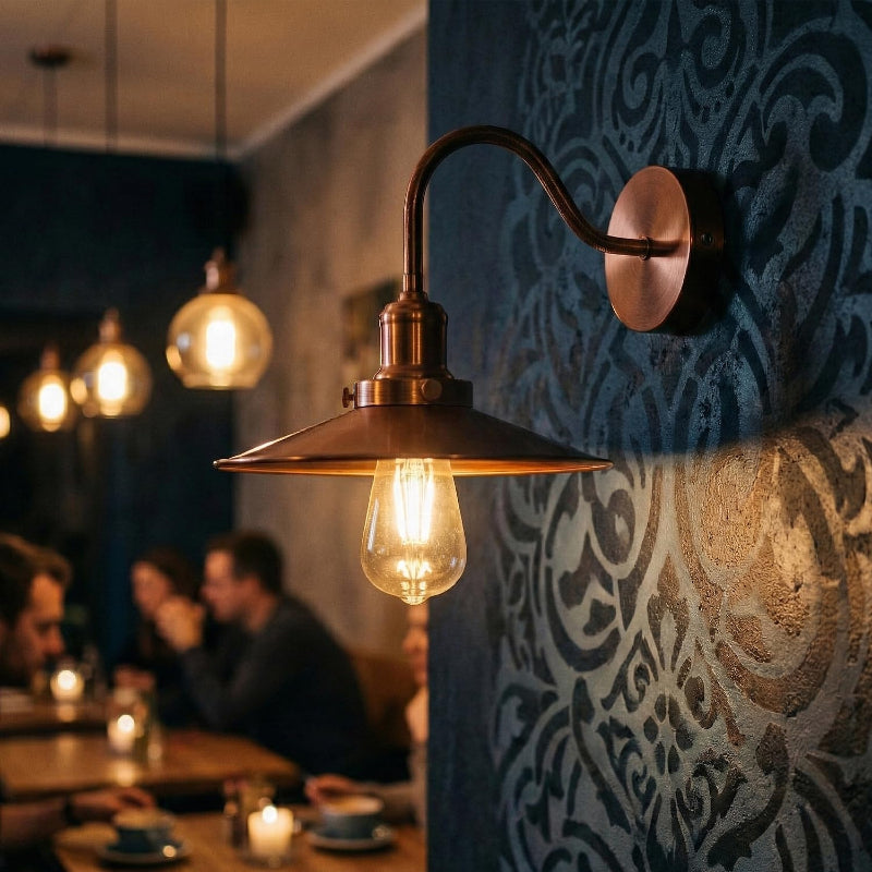 Wandlampe Rot Emaille Stil