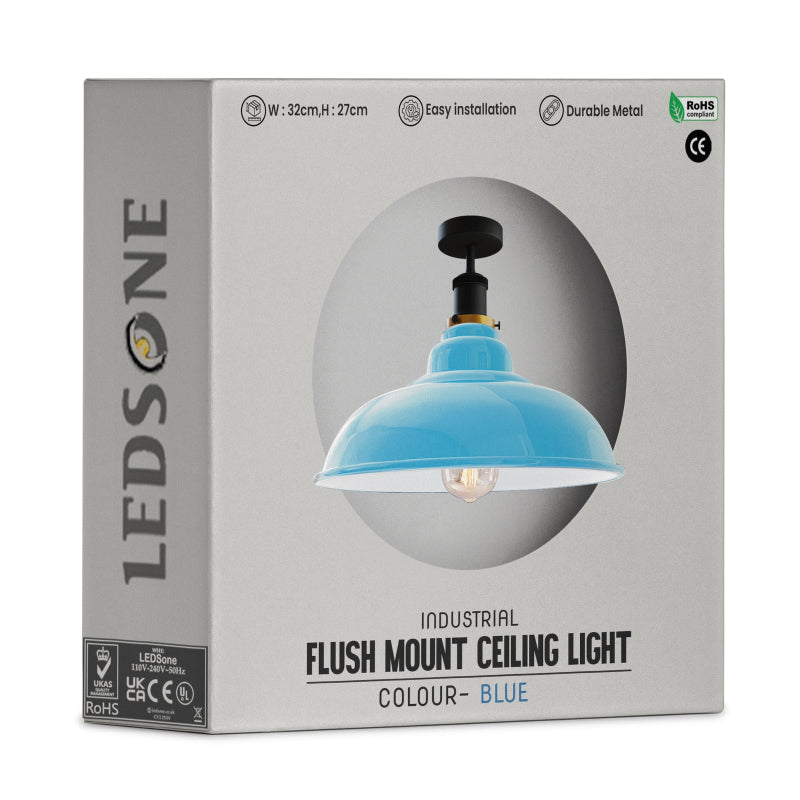 Blaue Deckenlampe aus Metall – cool und modern