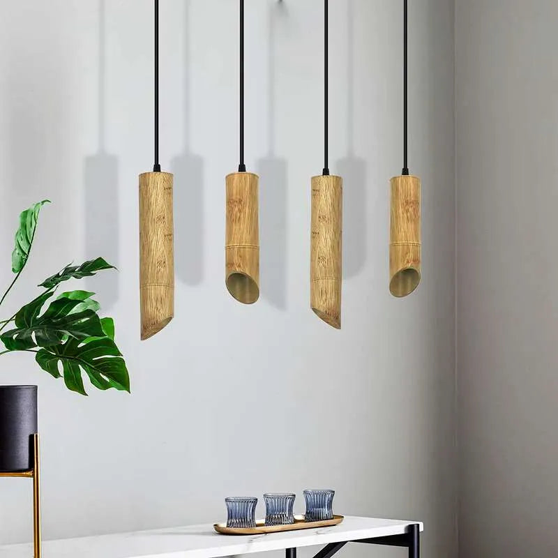 Dimmbare Bambus-Pendelleuchte mit GU10-Glühbirne, perfekt für jedes Zimmer