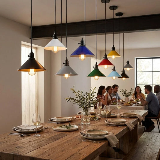Industrie Pendelleuchte mit Drehschalter – E27 Retro Bunte Küchenlampe~ 3362