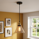Lampada a sospensione vintage in vetro a imbuto – Lampada a sospensione industriale per tavolo da pranzo | Ø 18,5cm | E27 ~4106