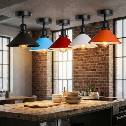 Retro Bistrolampe Decke – Industrie Vintage Deckenleuchte | Ø22cm | E27 ~4007