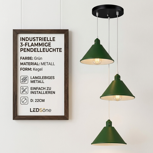 Lampada a sospensione tripla con cavi regolabili ~3613