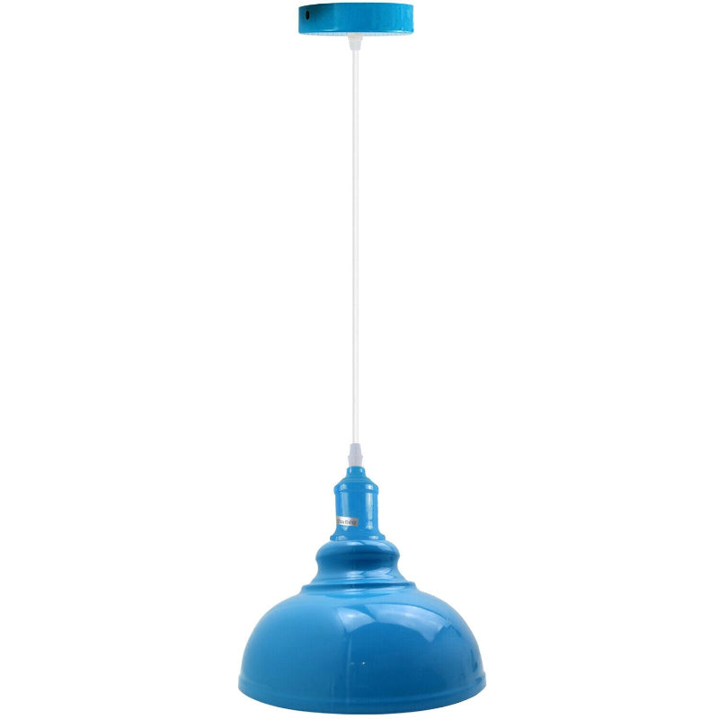Hängelampe in Blau mit E27-Fassung, 290 mm Durchmesser, ideal für moderne und industrielle Raumgestaltungen.