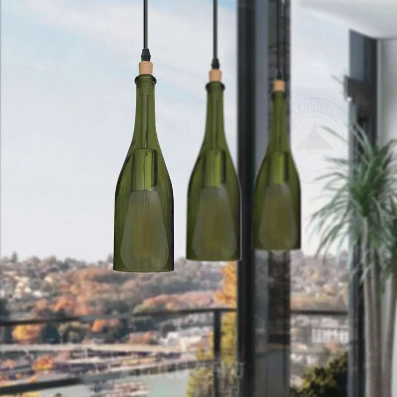 grun Glas-Pendelleuchte im Industrie-Stil