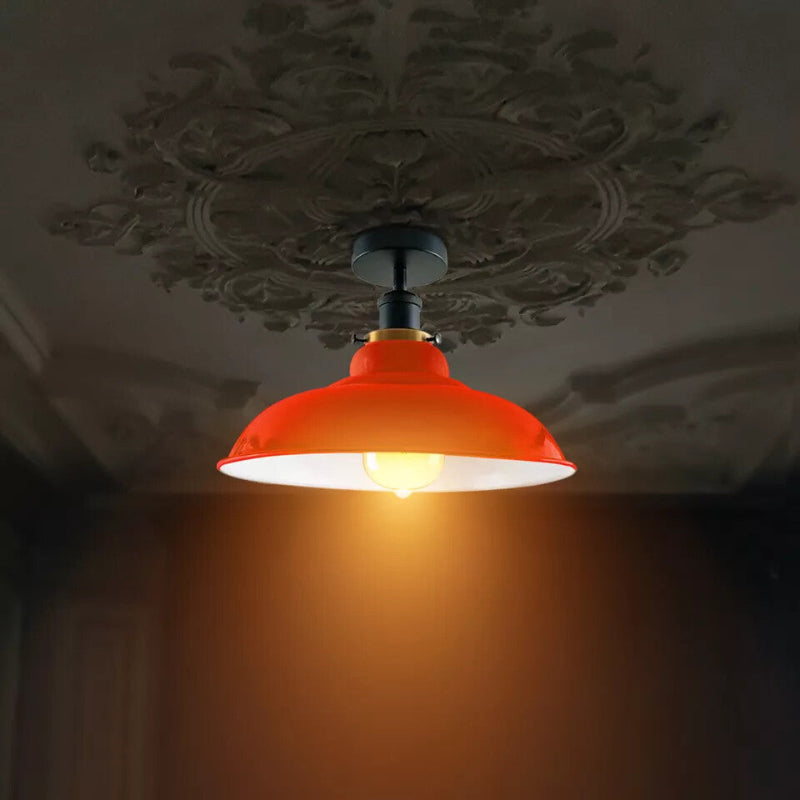 Orange Industrielampe mit Metallschirm 32 cm