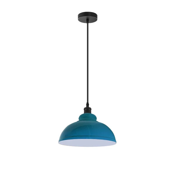 industrielle Pendelleuchte blau E27