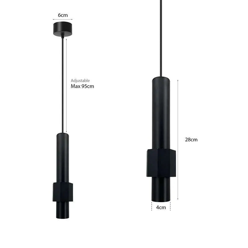  Elegante Pendelleuchte in Schwarz, 28 cm, Aluminium