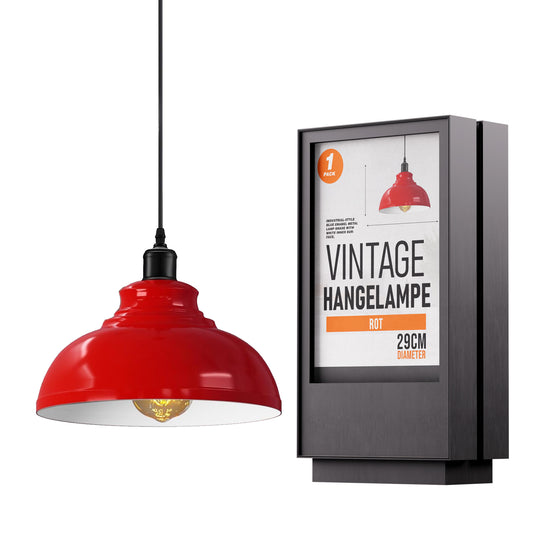 Lampada a sospensione industriale rossa | Ø 29 cm | E27 ~2957