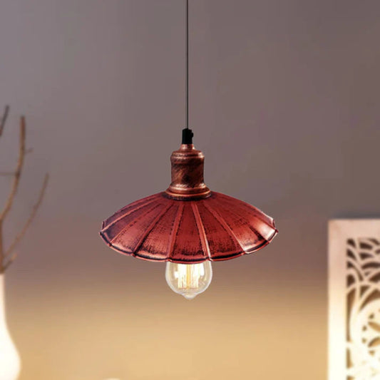 Rustikale rote Pendelleuchte aus Metall mit E27-Fassung – auffälliges Design für Esszimmer oder Küche