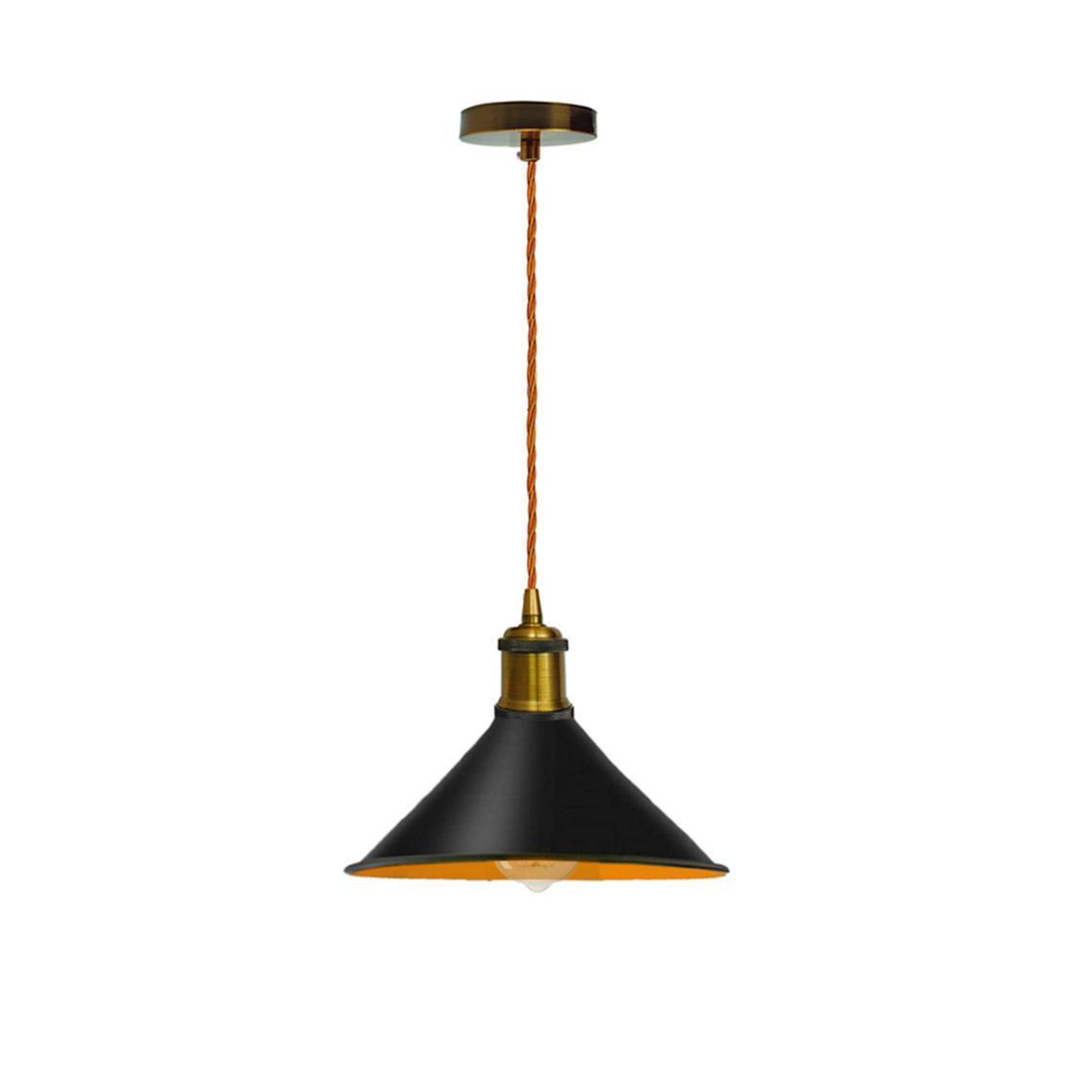  Schwarze kegel Pendelleuchte mit goldenem Innen. 