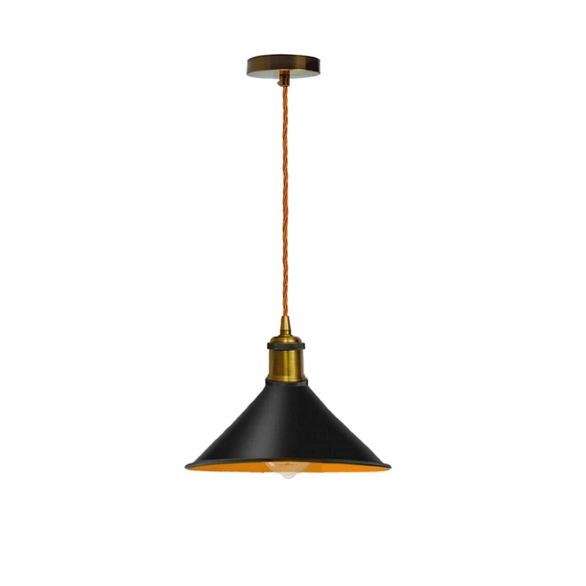 Schwarze Pendelleuchte mit goldenem Innenkegel