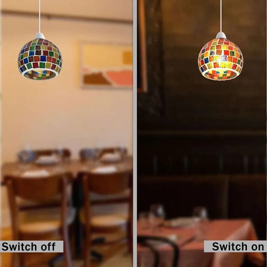 Paralume vintage a forma di sfera di vetro in stile mosaico