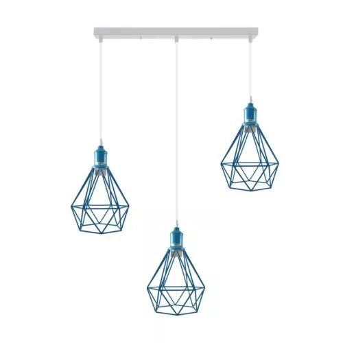 Lampada a sospensione moderna industriale a gabbia blu – Plafoniera E27 ~ 3178