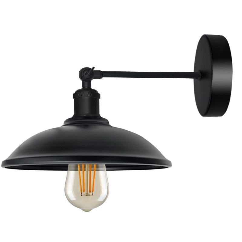 schwarze industrial wandlampe mit verstellbarem gelenk