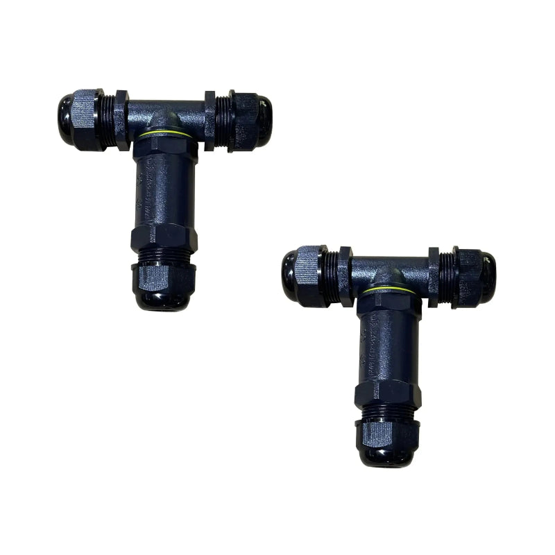  T-Kabelverbinder 2er-Pack, wasserdicht IP68, schwarz