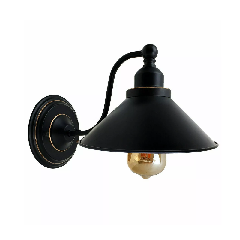 Schwarze Wandlampe im Industrial-Design, elegante Wandleuchte für Wohnzimmer