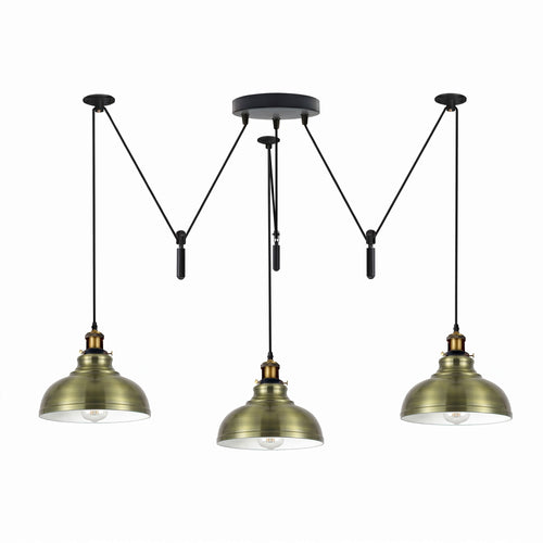 Industrielle 3 flammige Pendelleuchte mit verstellbarer Kabelführung ~3723