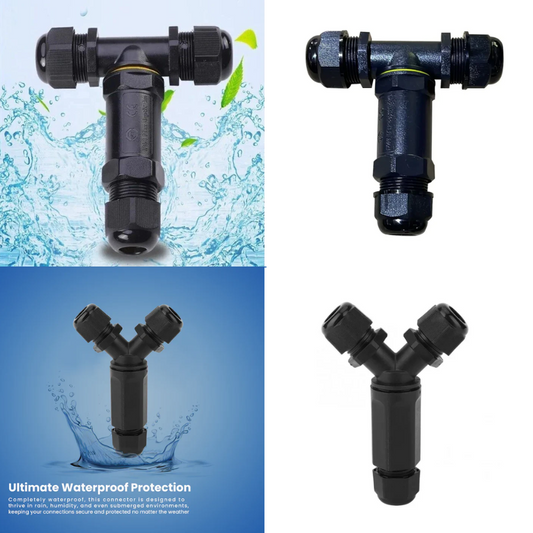 Vergleich von Y- und T-Kabelverbindern, wasserdicht IP68