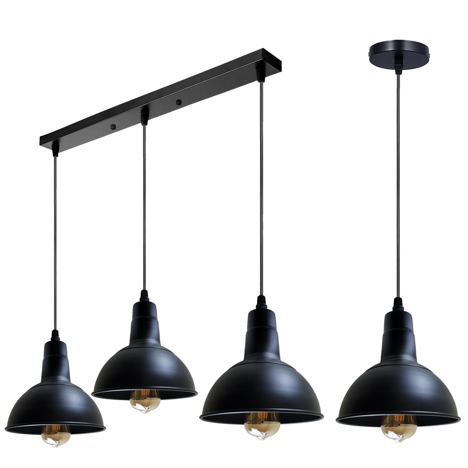 13 Kopf Rechteck Basis Retro Industrie Kronleuchter Decke Vintage Metall Lichtschirm Pendelleuchte Schwarz