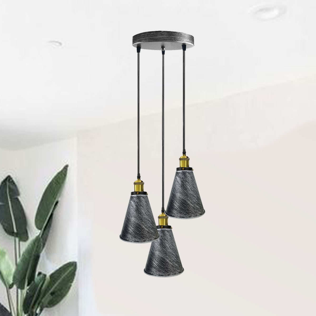 Industrielle Retro 3-Kopf Vintage Runde Basis Pendelleuchte Deckenleuchte