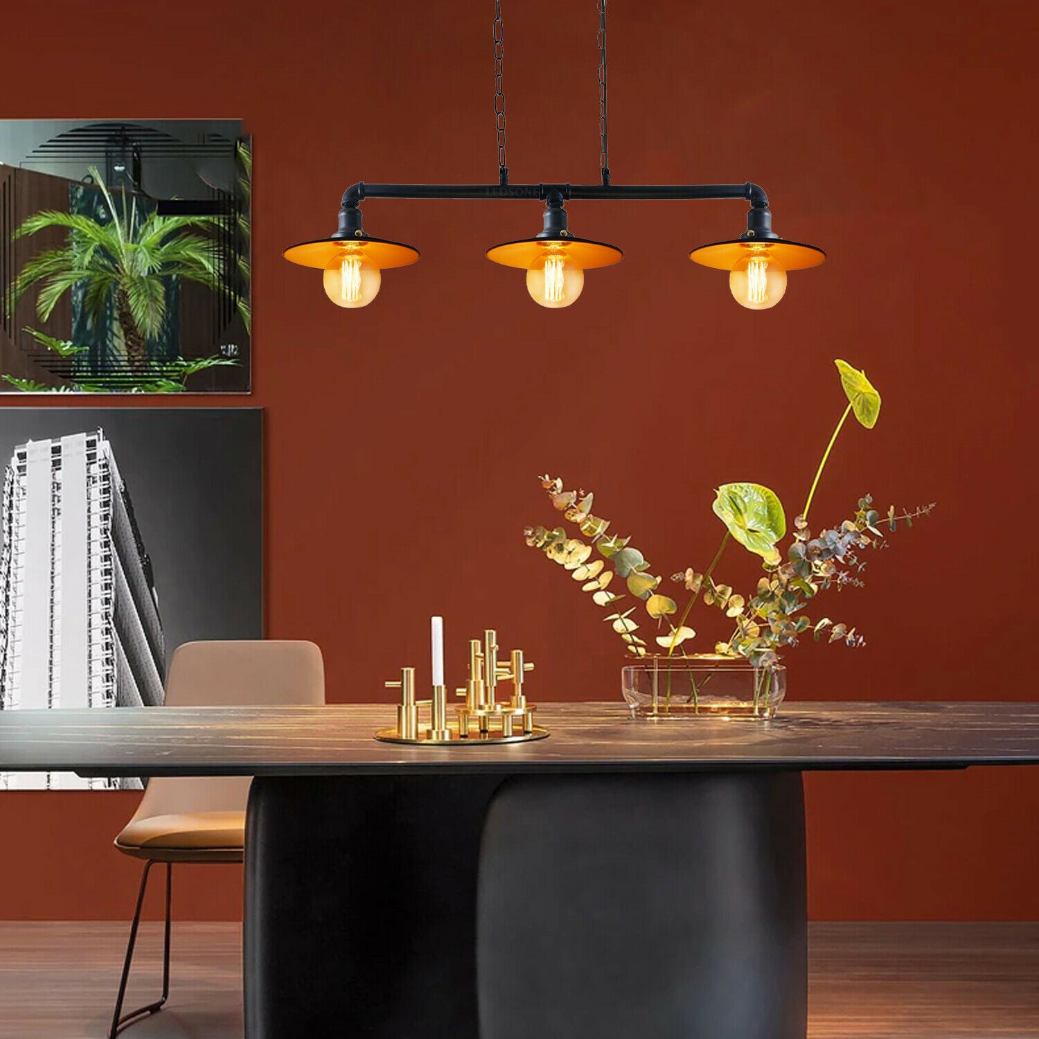 Retro Industrielle schwarze Farbe ohne Glühbirne flacher Schirm hängende Metalllampe Pendelleuchte