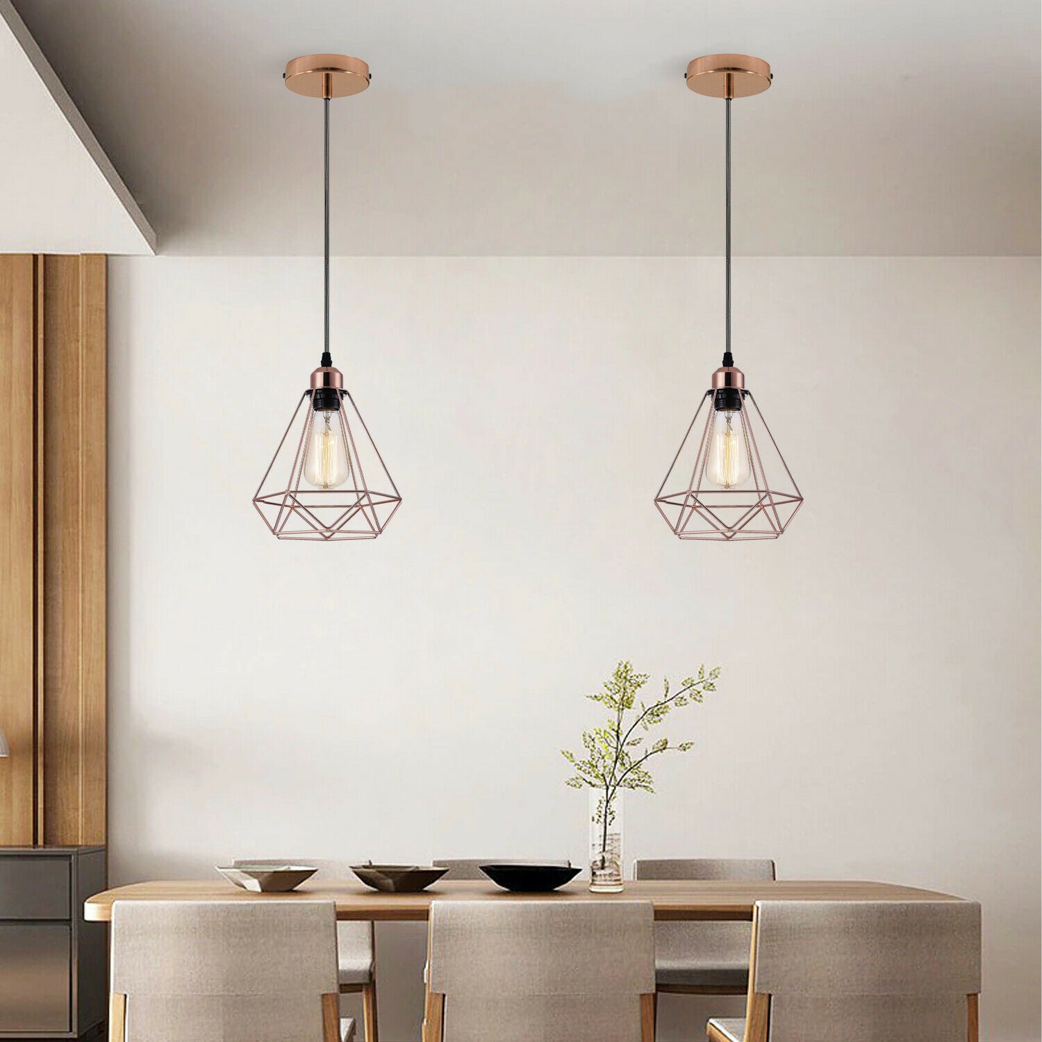 Industrielle Vintage Loft Rose Gold Diamantform Kronleuchter Deckenpendelleuchte Lampe