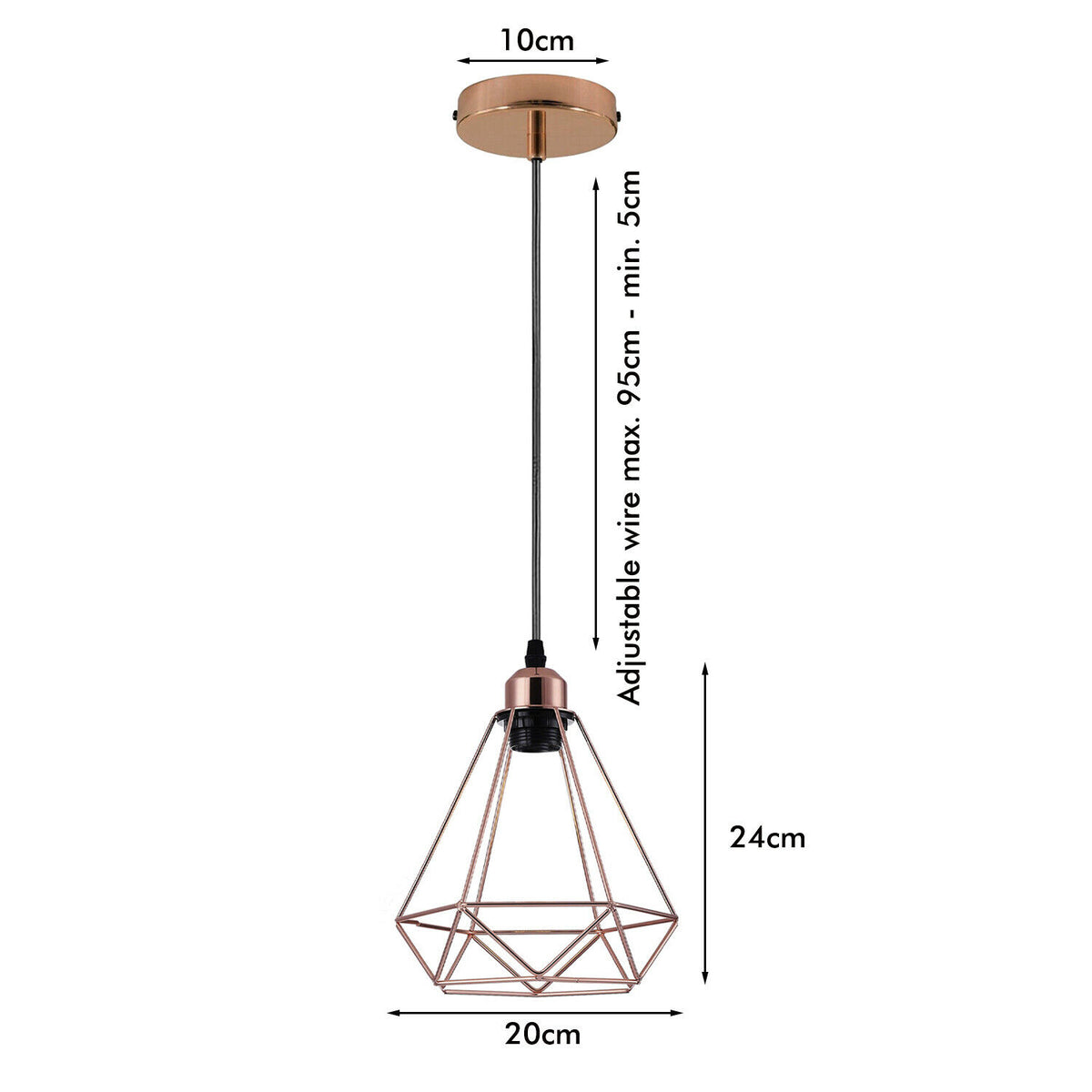 Industrielle Vintage Loft Rose Gold ohne Glühbirne Diamantform Kronleuchter Deckenpendelleuchte Lampe