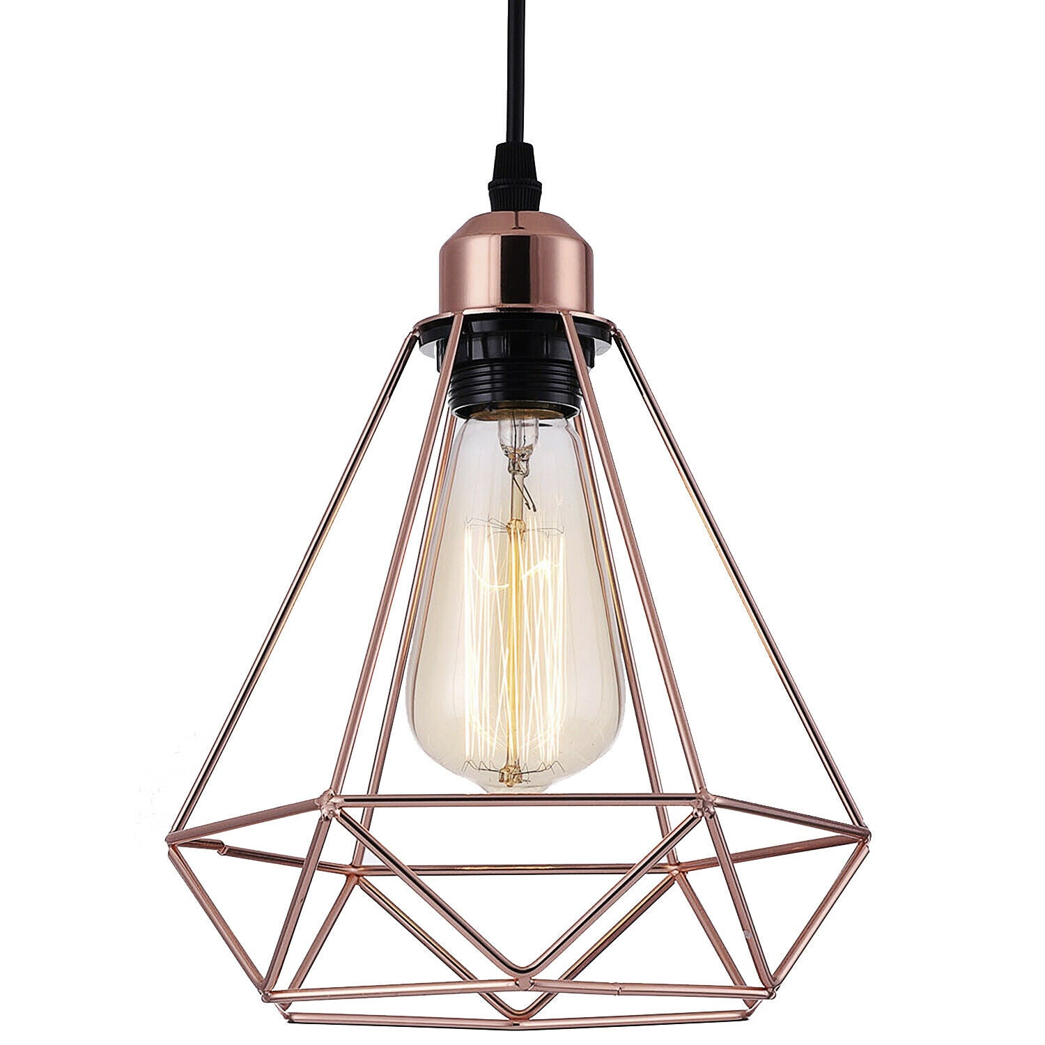 Industrielle Vintage Loft Rose Gold ohne Glühbirne Diamantform Kronleuchter Deckenpendelleuchte Lampe