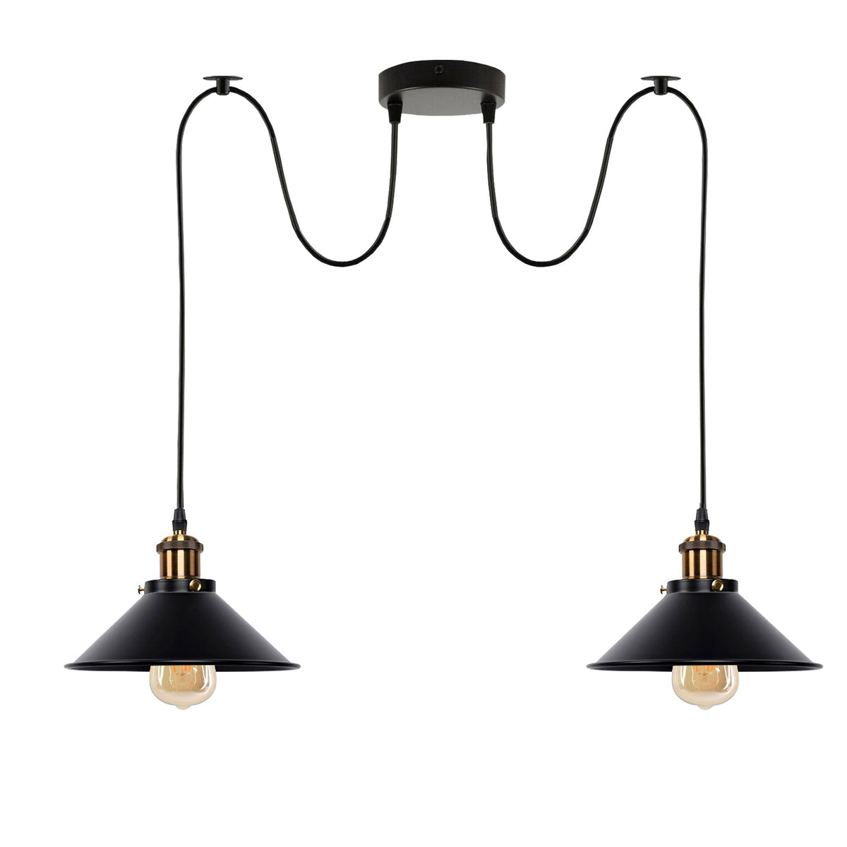LEDSone Industrial Vintage Schwarz 2-Wege Retro Industrial Deckenleuchte E27 Hängelampe Pendelleuchte