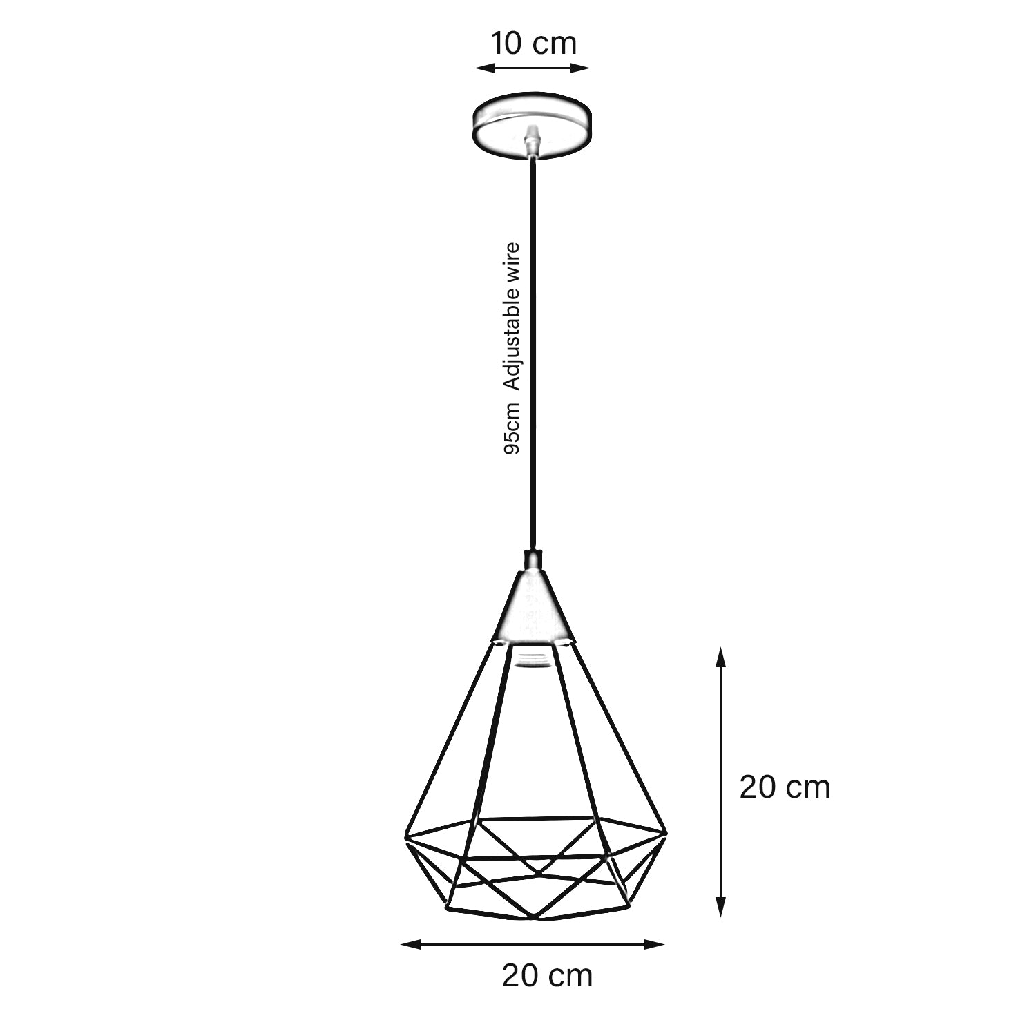  einstellbar 3 Pendelleuchten mit schwarzen, geometrischen käfigschirmen