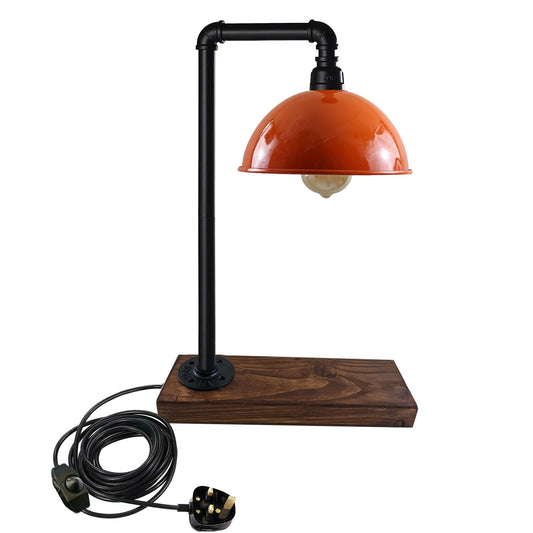 Schwarze Industrie-Tischlampe Steampunk Schreibtisch Tisch mit orangefarbenem Schirm lidsone.com