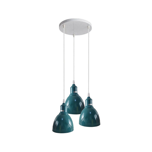 Lampada a sospensione industriale a 3 luci, 15 cm, blu ciano~2508