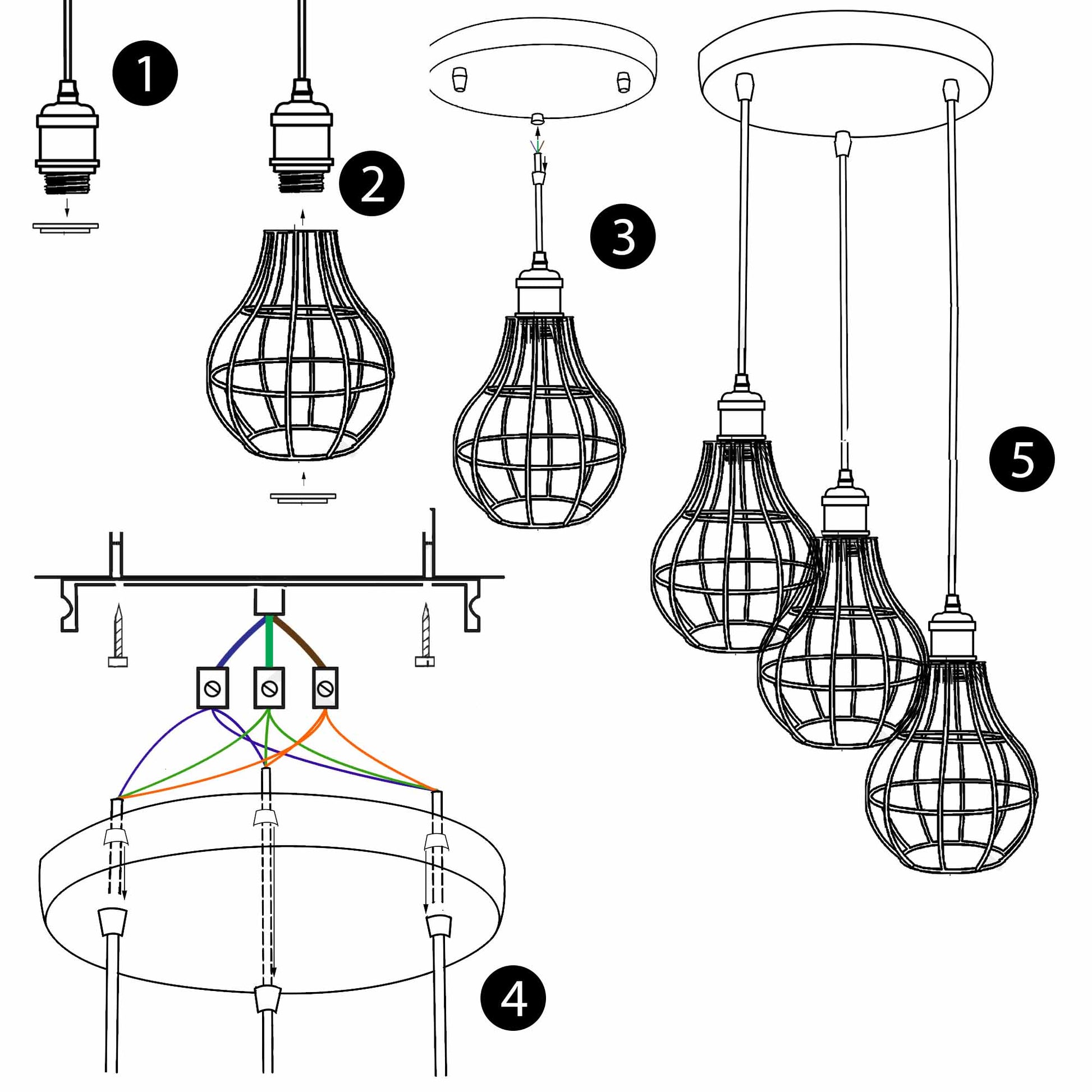 Decken 3 Flammig Pendelleuchte 